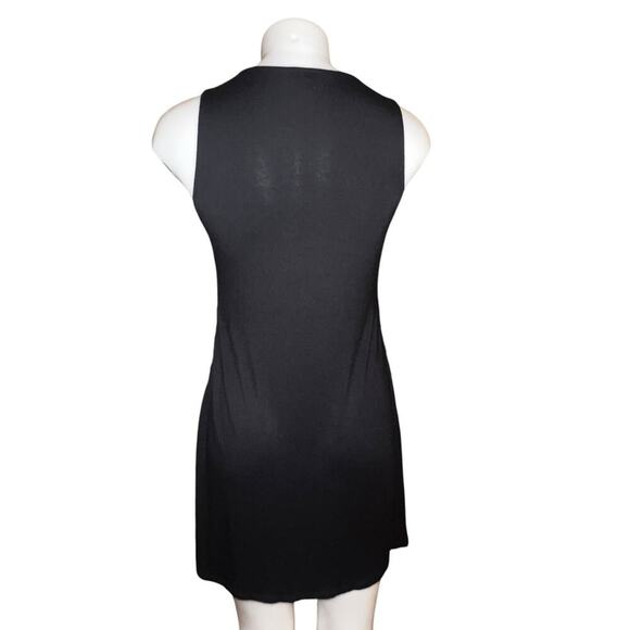 Express Little Black Cocktail Tank Dress Studded Ribbon Pleated Tuck Front SM - Picture 2 of 8